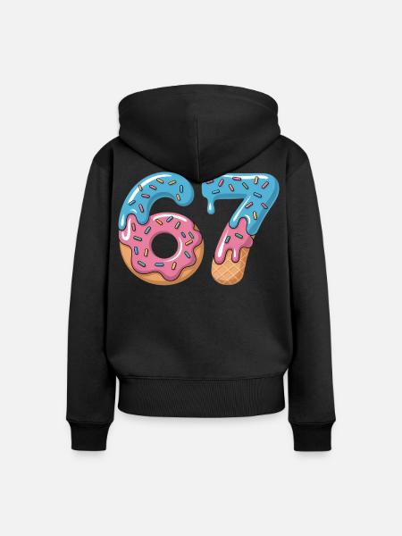 Donutzahlen 6 und 7 - Frauen Premium Bio Zip Hoodie - Schwarz