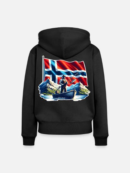 Norwegen Angeln - Frauen Premium Bio Zip Hoodie - Schwarz