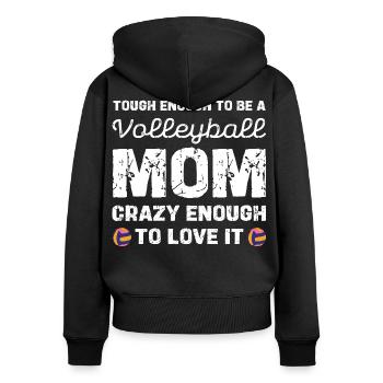 Volleyball Mama Mutig Und Liebt Es - Frauen Premium Bio Zip Hoodie - Schwarz - Hinten - Julia (174cm)