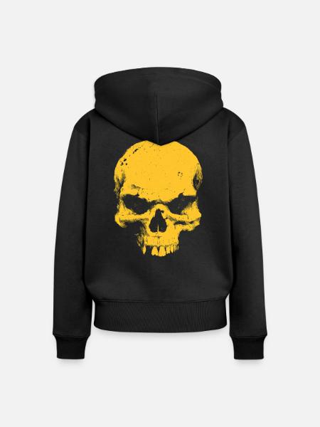 Gelber Totenkopf Kontrast - Frauen Premium Bio Zip Hoodie - Schwarz