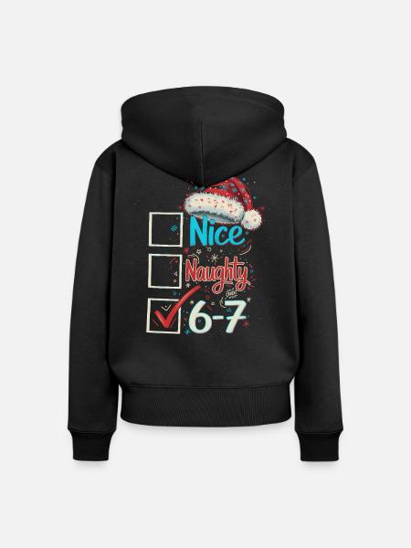 Nice Naughty 6 7 Weihnachten - Frauen Premium Bio Zip Hoodie - Schwarz