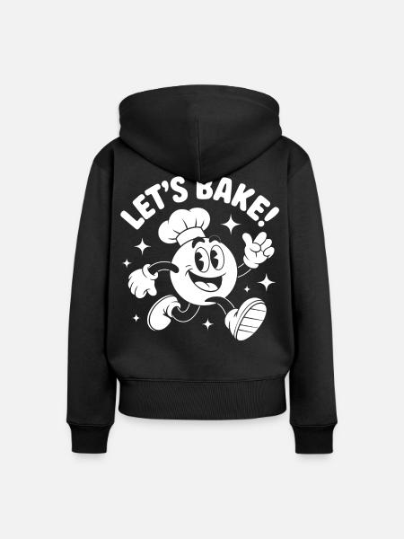 Backen mit fröhlichem Cartoonbäcker - Frauen Premium Bio Zip Hoodie - Schwarz