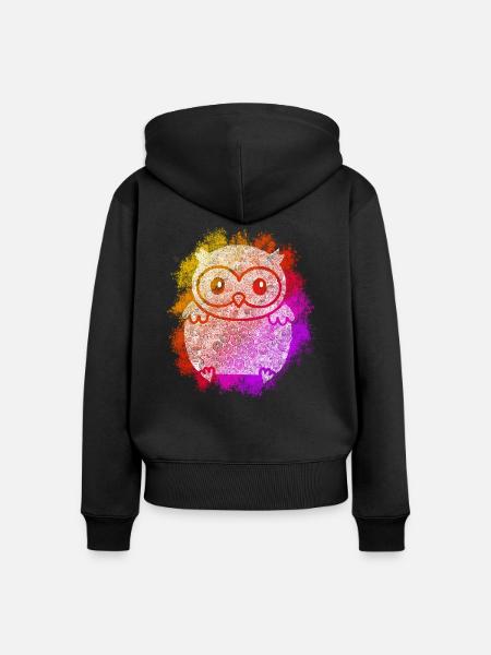 Zentangle Eule - Frauen Premium Bio Zip Hoodie - Schwarz