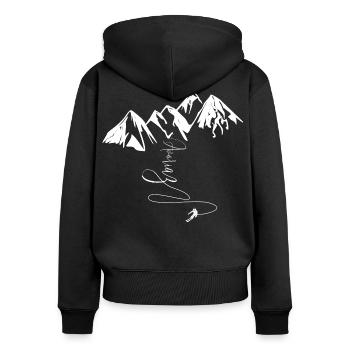 Avoriaz Ski Portes du Soleil Station Sans Voiture - Sweat à capuche zippé Premium bio Femme - noir - Dos - Julia (174cm)