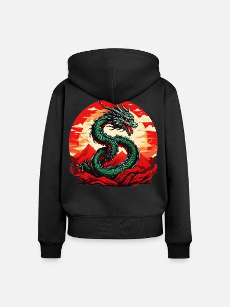 Japanischer Drachen - Frauen Premium Bio Zip Hoodie - Schwarz