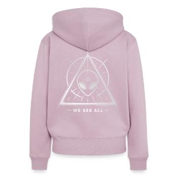 UFO Alien Auge Dreieckiges Siegel - Frauen Premium Bio Zip Hoodie - Altrosa - Hinten - Julia (174cm)