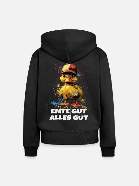 Ente gut alles gut Humor - Frauen Premium Bio Zip Hoodie - Schwarz