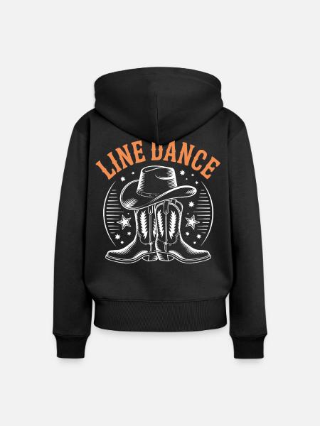 LineDance Stiefel Cowboyhut - Frauen Premium Bio Zip Hoodie - Schwarz