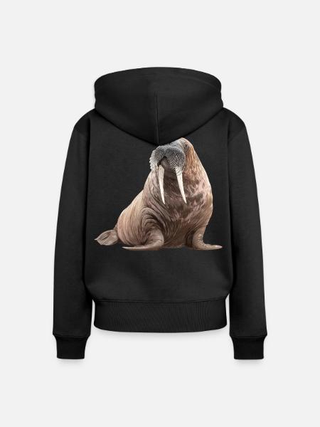 Walross - Frauen Premium Bio Zip Hoodie - Schwarz