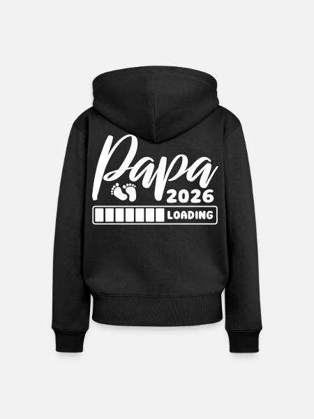 Papa 2026 loading - Schwangerschaft - Geschenk - Frauen Premium Bio Zip Hoodie - Schwarz