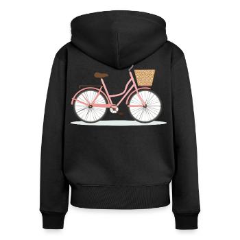 Pink Bicycle with Basket - Women's Premium Organic Zip Hoodie - black - Back - Julia (174cm)
