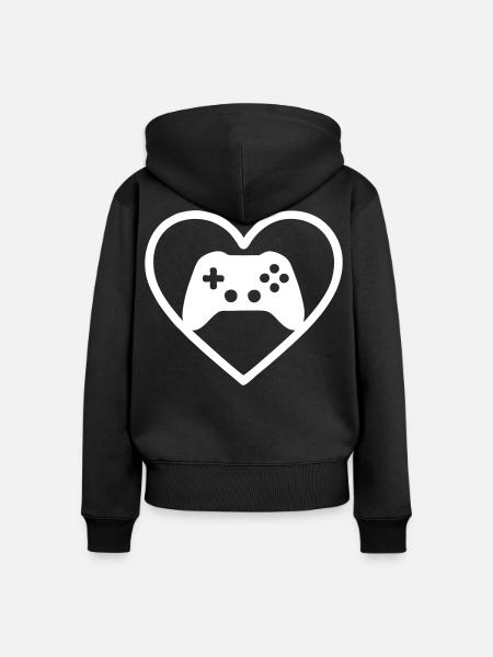Heart Gaming – Stilisiertes Controller-Design - Frauen Premium Bio Zip Hoodie - Schwarz