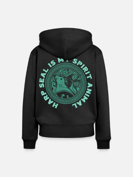 Sattelrobbe Robben - Frauen Premium Bio Zip Hoodie - Schwarz