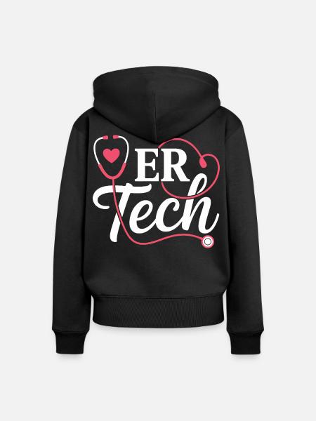 ERTech Stethoskop Herz - Frauen Premium Bio Zip Hoodie - Schwarz