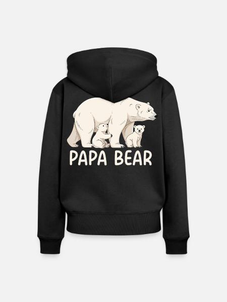 Papa Bear - Frauen Premium Bio Zip Hoodie - Schwarz