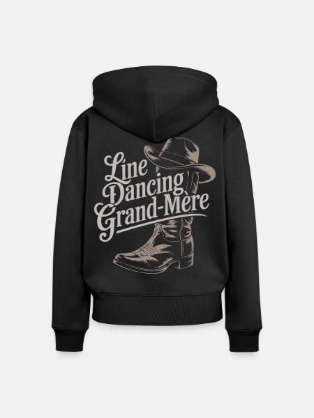 Line Dancing Oma - Frauen Premium Bio Zip Hoodie - Schwarz