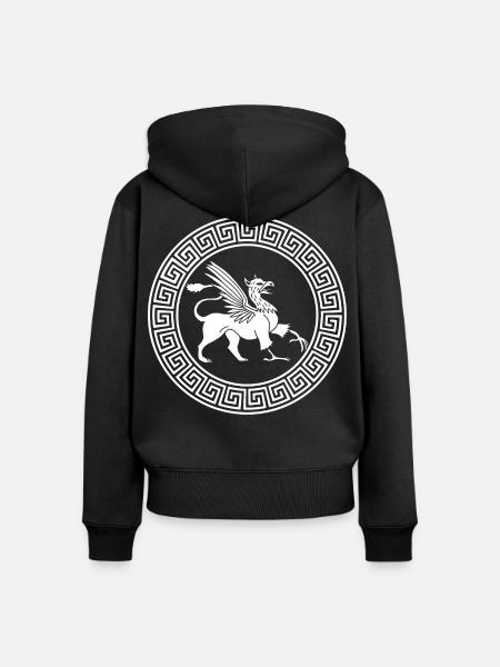 Altes Weißgreif-Symbol - Frauen Premium Bio Zip Hoodie - Schwarz