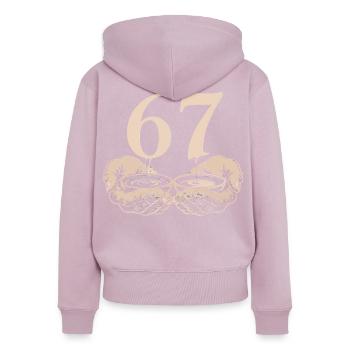 Lustiges 67 Meme Hände Gen Alpha Humor - Frauen Premium Bio Zip Hoodie - Altrosa - Hinten - Julia (174cm)