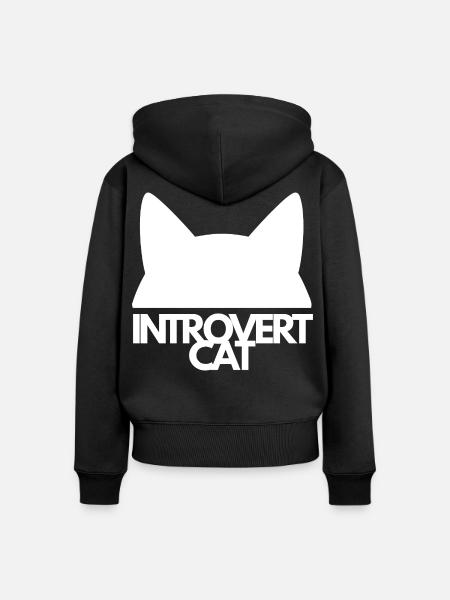 Introvertierte Katzensilhouette - Frauen Premium Bio Zip Hoodie - Schwarz