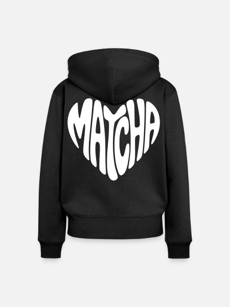 Matcha Herz - Frauen Premium Bio Zip Hoodie - Schwarz