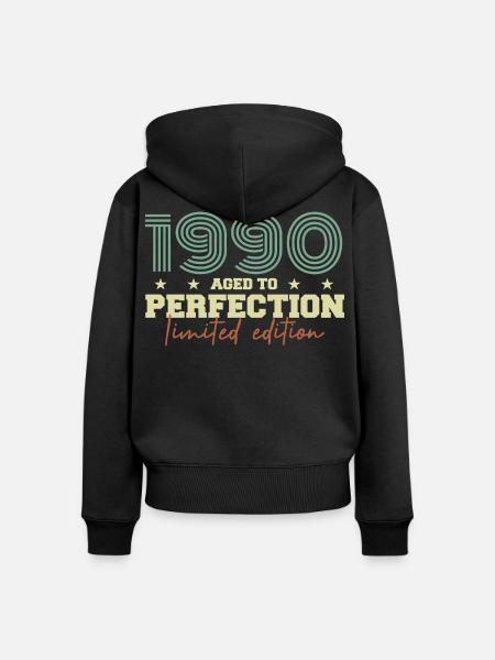 1990 - Frauen Premium Bio Zip Hoodie - Schwarz