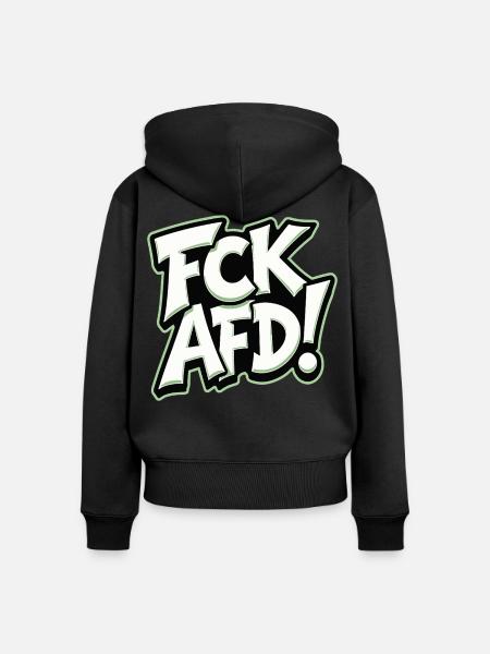 FCK AFD politisches Statement gegen Rechts - Frauen Premium Bio Zip Hoodie - Schwarz