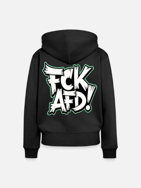 FCK AFD politisches Statement gegen Rechts - Frauen Premium Bio Zip Hoodie - Schwarz
