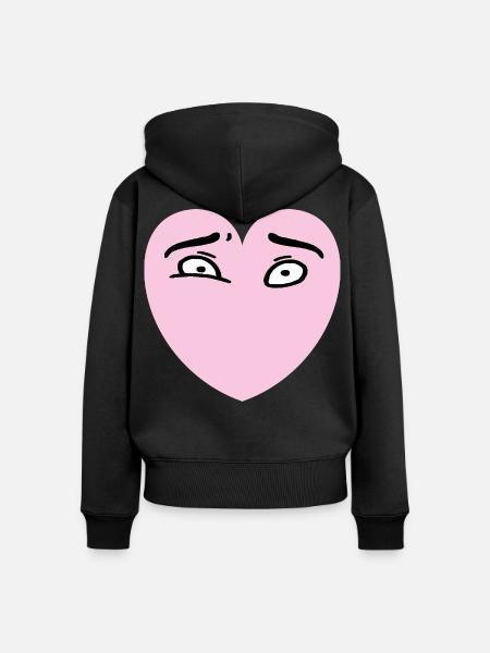 Herzaugen - Frauen Premium Bio Zip Hoodie - Schwarz