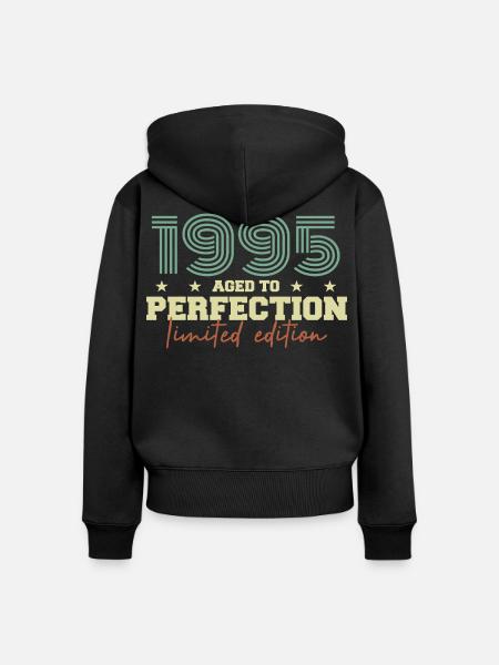 1995 - Frauen Premium Bio Zip Hoodie - Schwarz