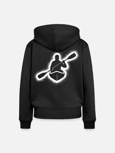 Kanu Paddelboot Kinder Herren Kajak - Frauen Premium Bio Zip Hoodie - Schwarz