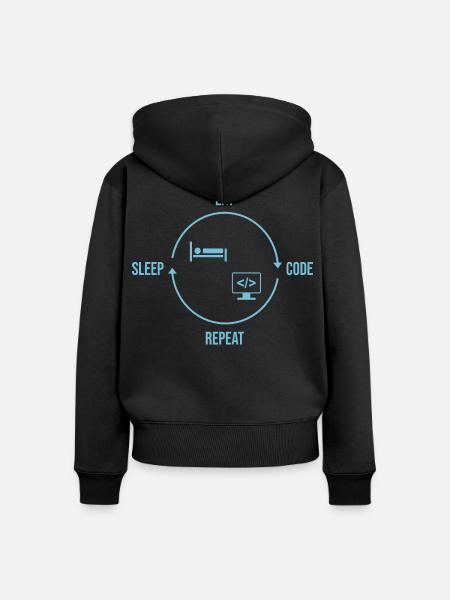 Eat Sleep Code Repeat - Programmierer Kreislauf - Frauen Premium Bio Zip Hoodie - Schwarz
