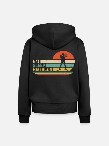 eat sleep biathlon - Frauen Premium Bio Zip Hoodie - Schwarz