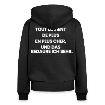 Französisch-Deutsch-Reim 1 (Ver. A) - Frauen Premium Bio Zip Hoodie - Schwarz - Hinten - Julia (174cm)