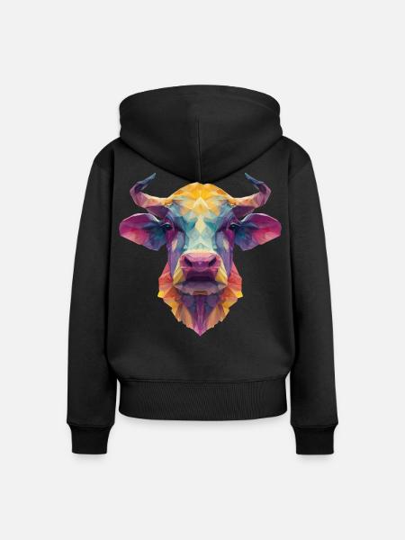Kuh - Frauen Premium Bio Zip Hoodie - Schwarz