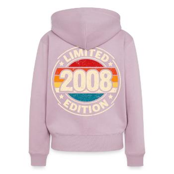 Vintage 2008 – 18. Geburtstag Meilenstein Design - Frauen Premium Bio Zip Hoodie - Altrosa - Hinten - Julia (174cm)