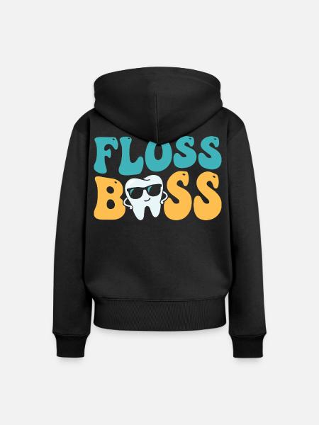 Zahnseide-Zahnarztassistent Zahnarzt - Frauen Premium Bio Zip Hoodie - Schwarz