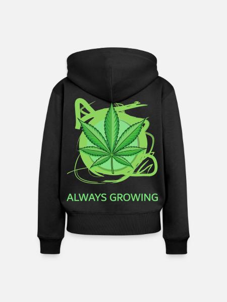 Always Growing - Frauen Premium Bio Zip Hoodie - Schwarz