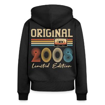 18. Geburtstag 18 Jahre Original 2008 - Frauen Premium Bio Zip Hoodie - Schwarz - Hinten - Julia (174cm)