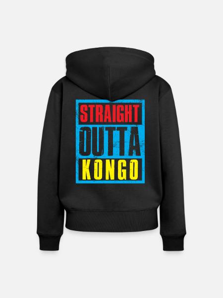 Straight outta Kongo - Frauen Premium Bio Zip Hoodie - Schwarz