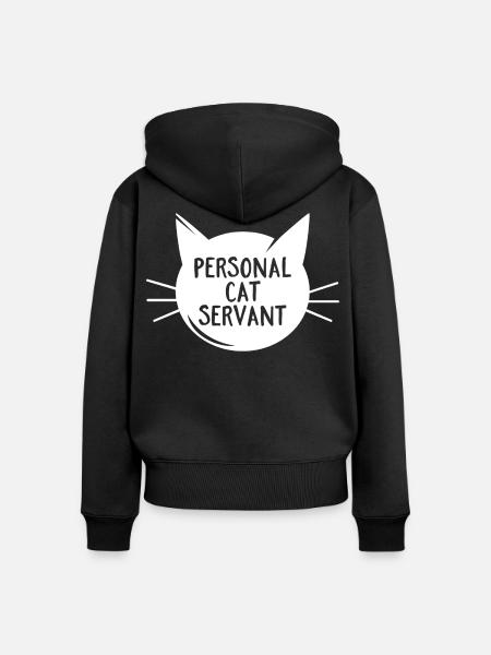 Persönlicher Katzendiener - Frauen Premium Bio Zip Hoodie - Schwarz