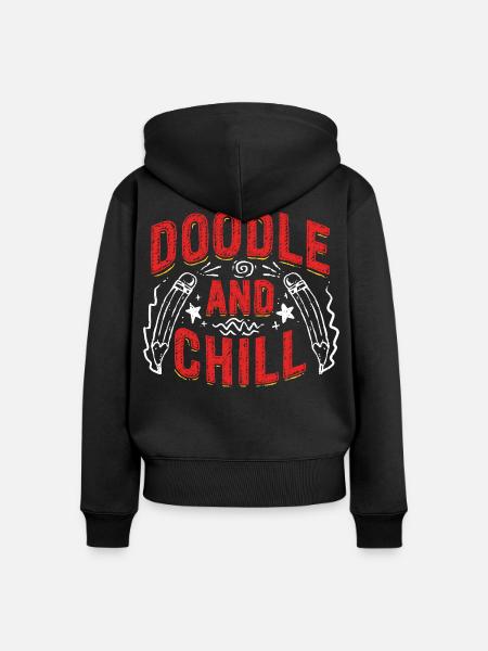 Doodle And Chill Kritzeln Zeichnung - Frauen Premium Bio Zip Hoodie - Schwarz