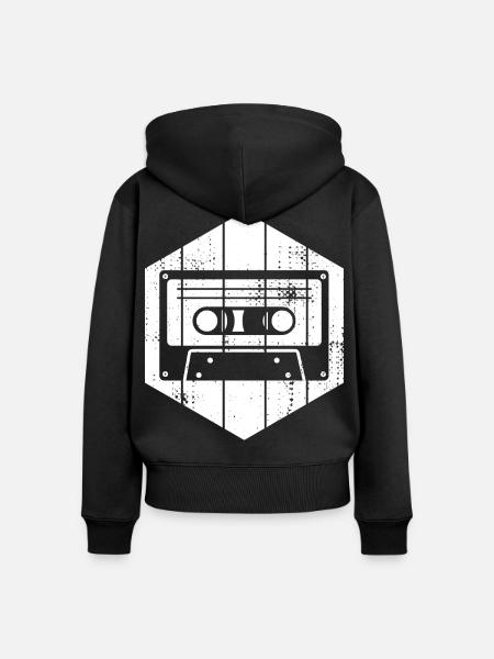 80er Jahre Kassette - Frauen Premium Bio Zip Hoodie - Schwarz