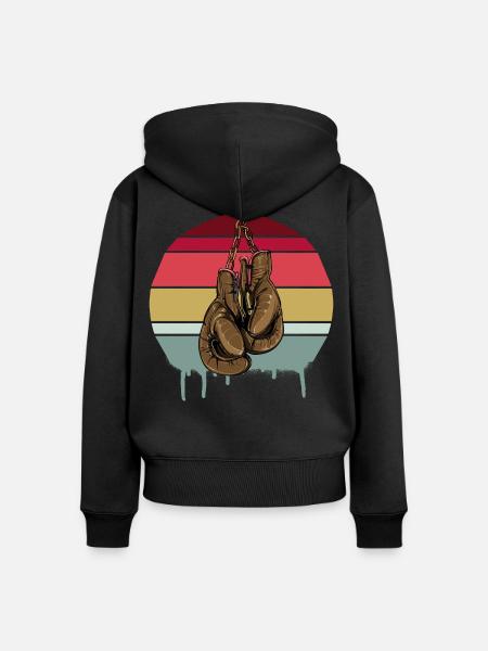 Boxing Handschuhe - Frauen Premium Bio Zip Hoodie - Schwarz