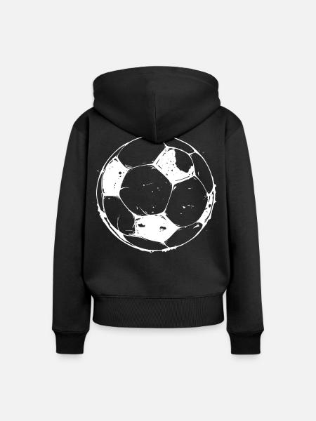Fußball Zeichnung - Frauen Premium Bio Zip Hoodie - Schwarz