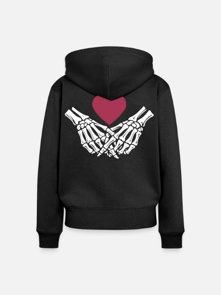  ewige Liebe | Knochenhände | Skelett | Herz - Frauen Premium Bio Zip Hoodie - Schwarz