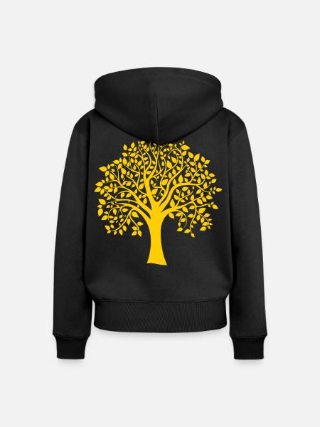 Grund: Gelber Jumbo-Baum-Print-Schatten - Frauen Premium Bio Zip Hoodie - Schwarz