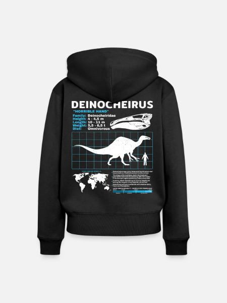 Deinocheirus Fact Sheet - Frauen Premium Bio Zip Hoodie - Schwarz