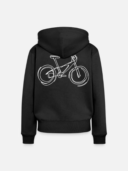 Mountainbike Zeichnung - Frauen Premium Bio Zip Hoodie - Schwarz