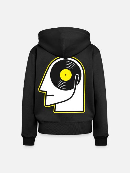 Vinyl-Kopfporträt - Frauen Premium Bio Zip Hoodie - Schwarz