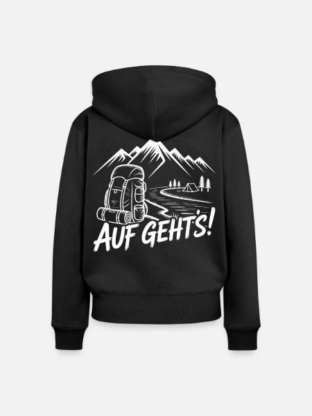Auf Geht's Bergabenteuer Zeltabenteuer - Frauen Premium Bio Zip Hoodie - Schwarz